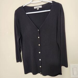 Carolyn Taylor Cardigan Medium Black Pearl Button Sweater